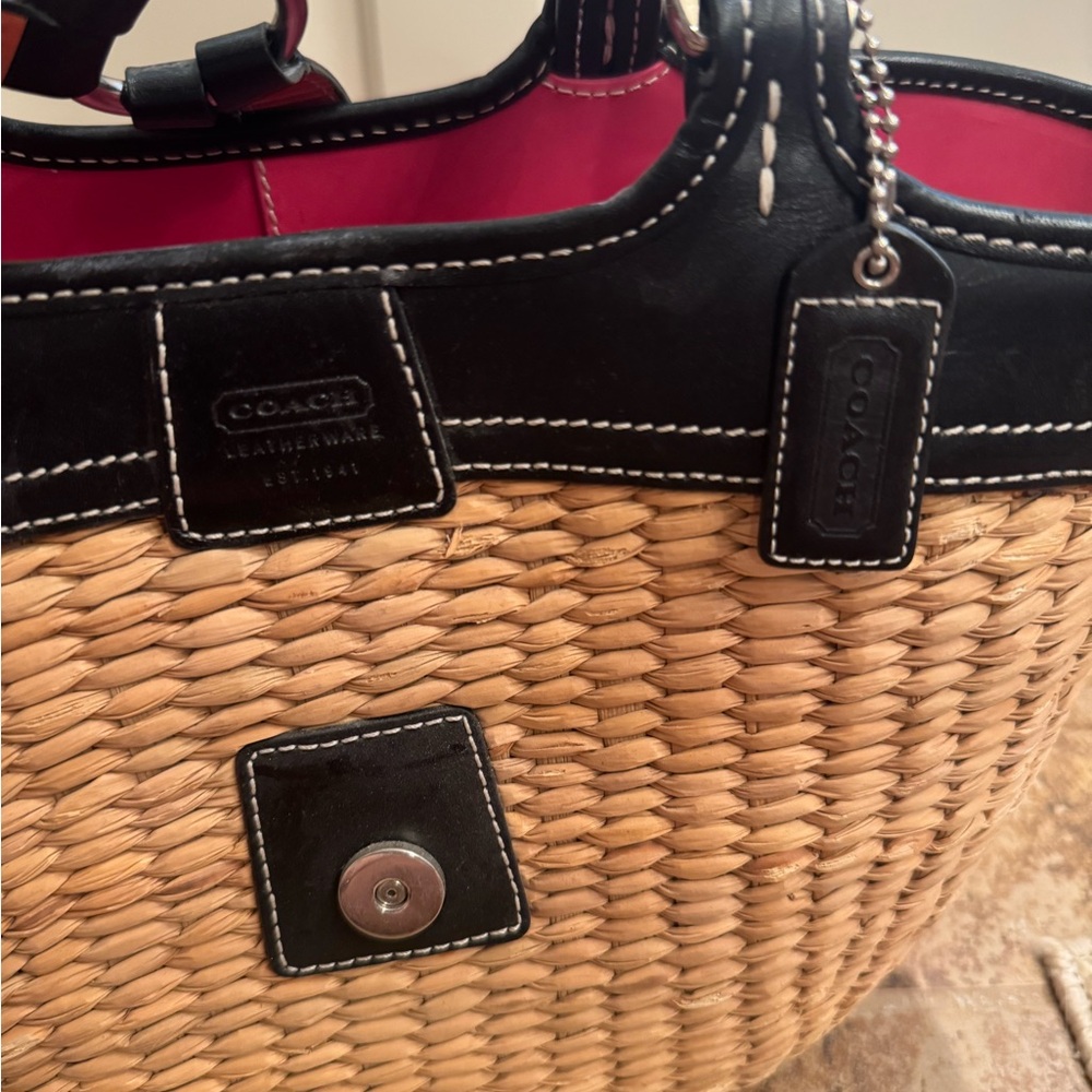 Coach Vintage Wicker Basket Purse with Black Leather Accents - Picture 5 of 9